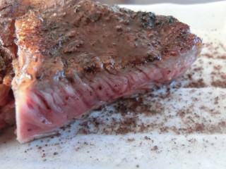 Steak with chocolate salt