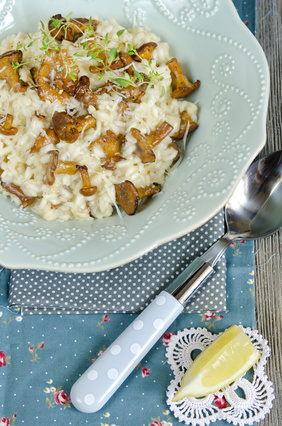 Rezept für Risotto aus Teigreis, Pfifferlingen und Mangold